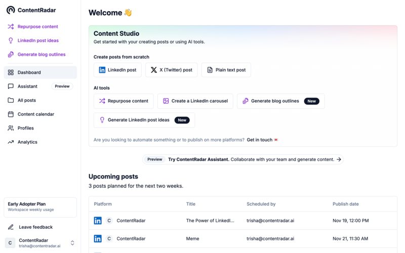 ContentRadar - Transform your best writing and podcasts into LI and X posts