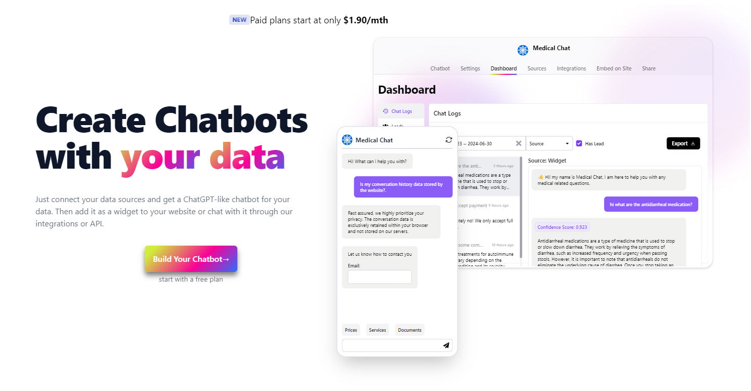 Chat Data - Customized AI Chatbot Creation Platform With Live Chat