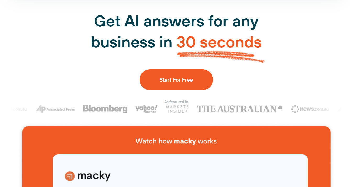 Macky - Get AI Answers for Any Business in 30 Seconds.